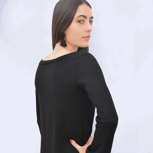 PULL ZOELIE NOIR 100% LAINE MERINOS