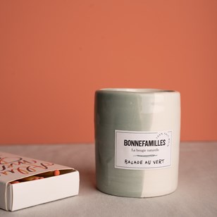 Bougie parfumée artisanale Vegan - Balade au vert - Moyen format 