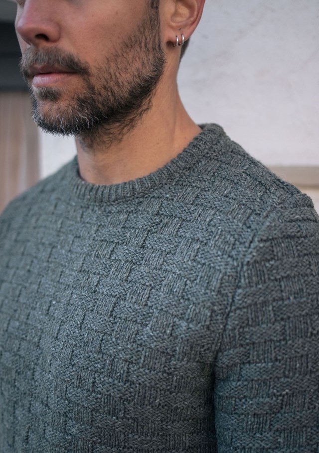 Pull DAMIER - Fibres recyclées - Made in France - Kaki 2