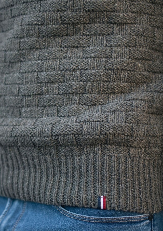 Pull DAMIER - Fibres recyclées - Made in France - Kaki 4