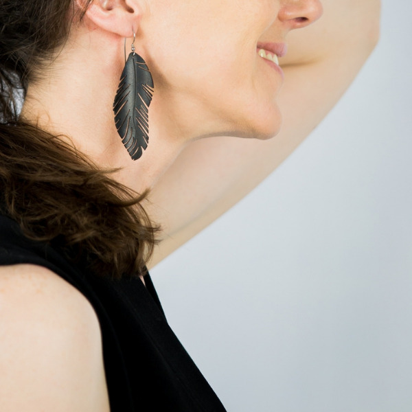 Boucles d'oreilles plumes en argent massif