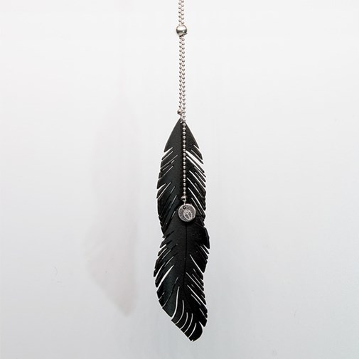 Sautoir plume en chambre à air et argent massif plaqué or ou argent
