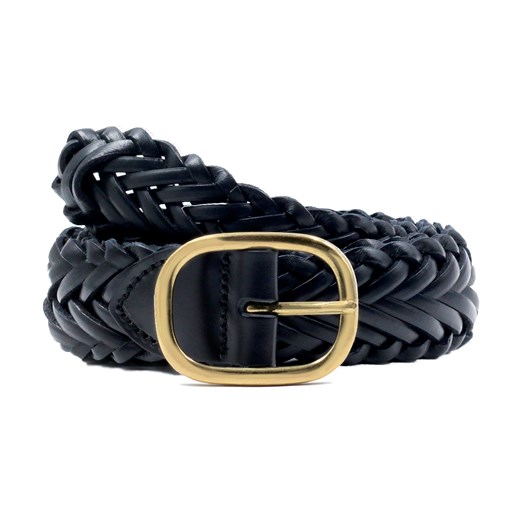 Ceinture tressée cuir noir