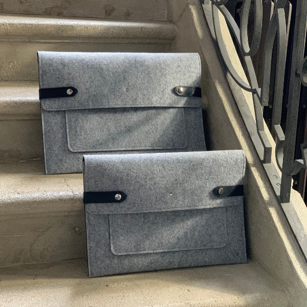 housse ordinateur fabrication française feutrine grise