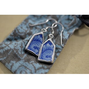 Boucles d'oreilles artisanales / porcelaine et argent  