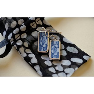 Boucles d'oreilles artisanales / porcelaine et argent  