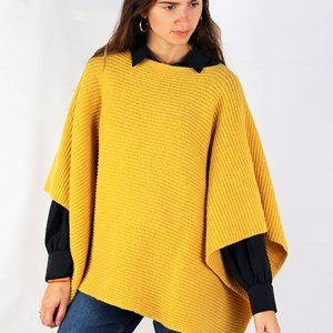 Poncho Sapin - ocre  en laine recyclée 100% made in France