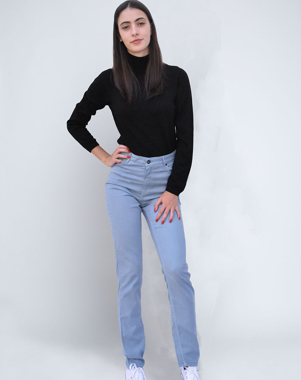 Olaz - pantalon en Lyocell et Coton  recyclé taille haute - coloris bleu 4