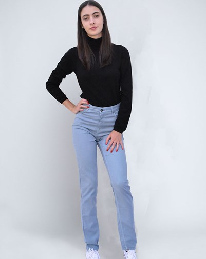 Olaz - pantalon en Lyocell et Coton  recyclé taille haute - coloris bleu