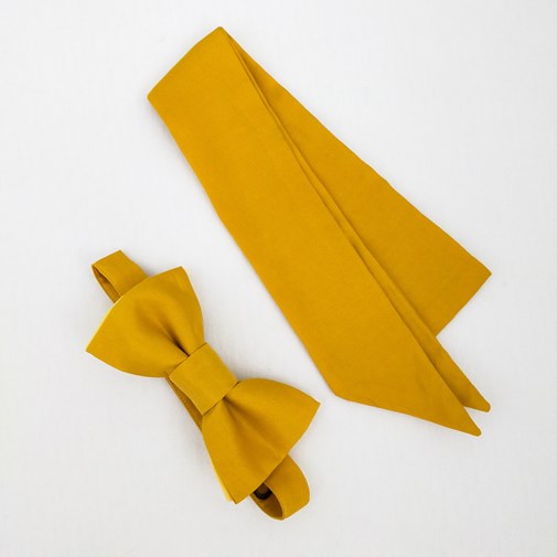 "Pack Elle & Lui" Noeud papillon & Mini Foulard - Jaune