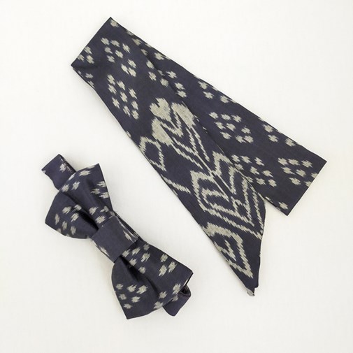 "Pack Elle & Lui" Noeud papillon & Mini Foulard - Gris ikat