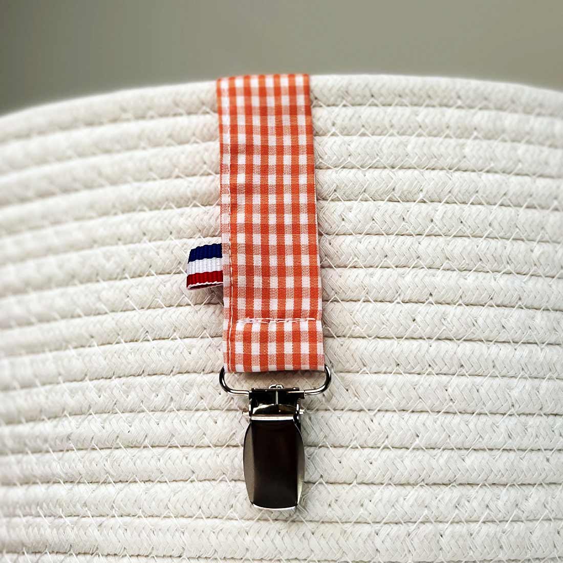 Attache Tétine en Coton Bio Teddy Vichy 4