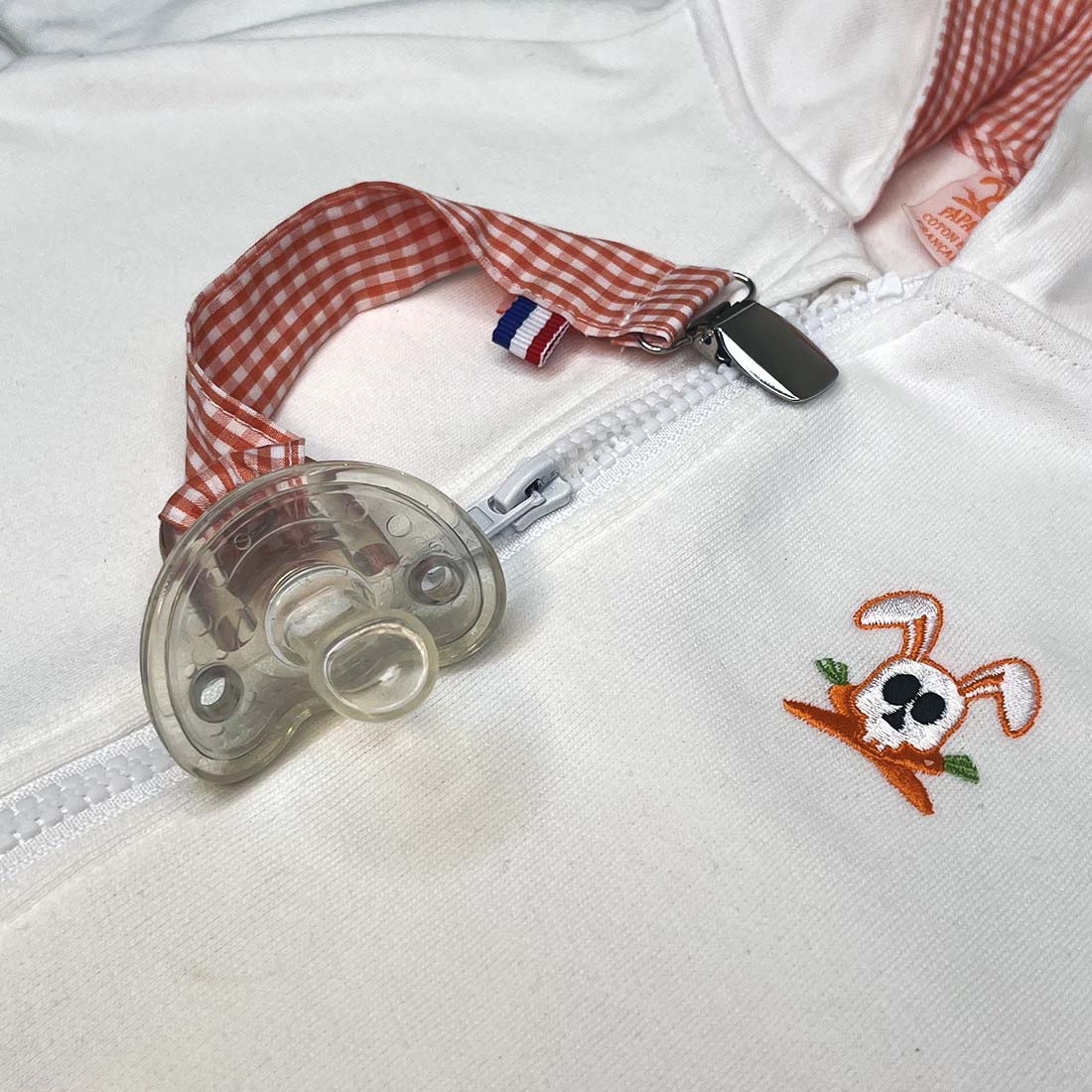 Attache Tétine en Coton Bio Teddy Vichy 5