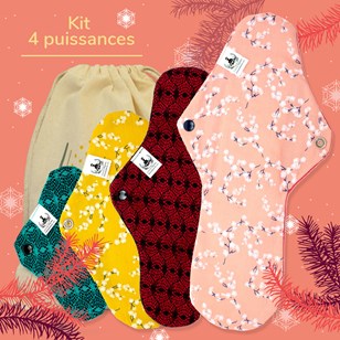 Kit 4 puissances glamour - serviettes hygiéniques lavables