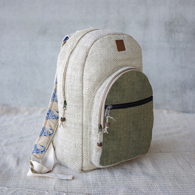 sac à dos écologique en chanvre upcyclé - Ravi Anis- Vue cote