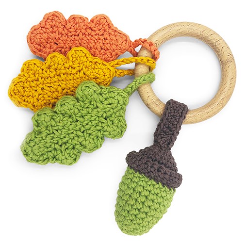 AUTOMNE - TEETHER & HOCHET POUR BÉBÉ EN COTON BIO