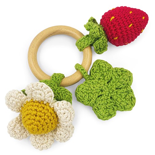 PRINTEMPS - TEETHER & HOCHET POUR BÉBÉ EN COTON BIO