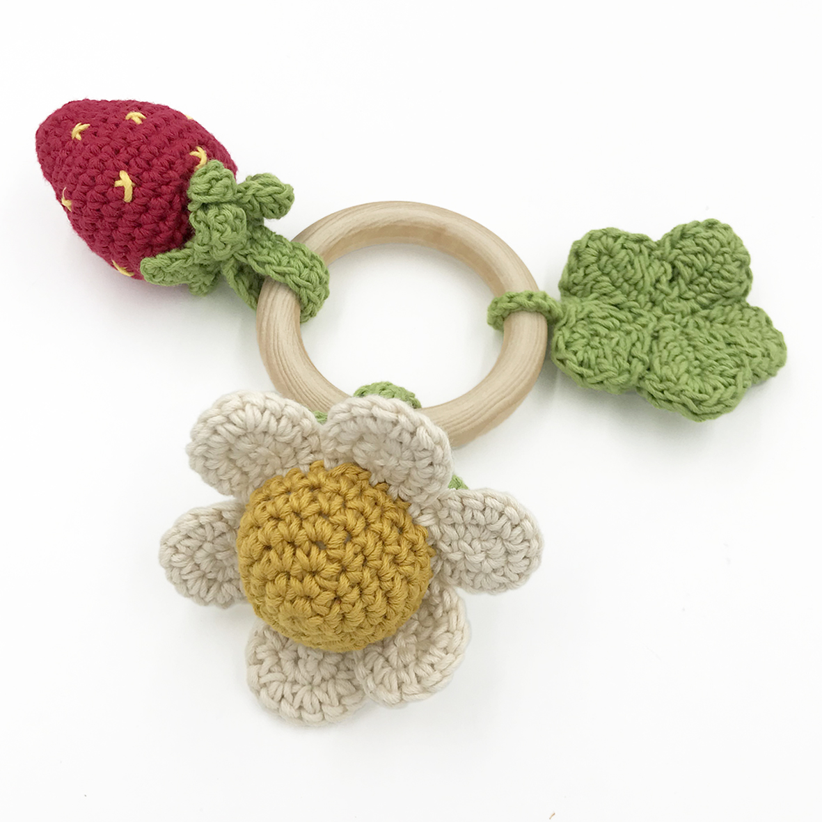 PRINTEMPS - TEETHER & HOCHET POUR BÉBÉ EN COTON BIO 4