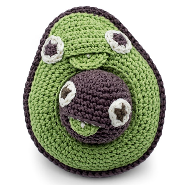 MAMAN AVOCAT ET SON BÉBÉ NOYAU - HOCHET POUR BÉBÉ EN COTON BIO 2