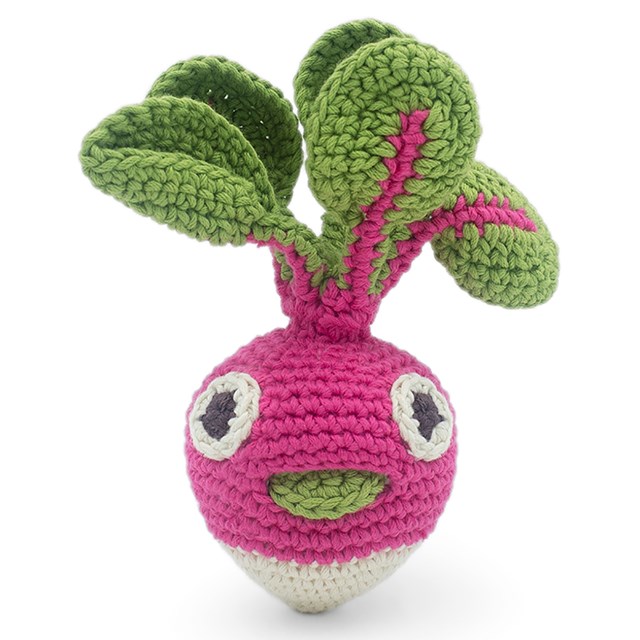 LOUIE LE MINI RADIS ROND - HOCHET POUR BÉBÉ EN COTON BIO 3