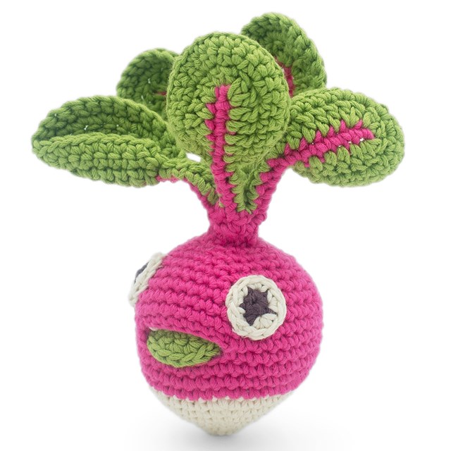 LOUIE LE MINI RADIS ROND - HOCHET POUR BÉBÉ EN COTON BIO 2