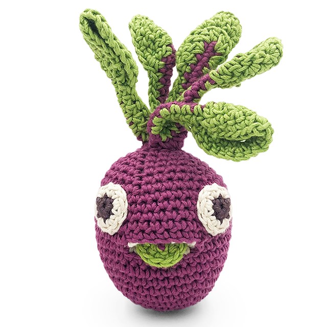 BETTY LA MINI BETTERAVE - HOCHET POUR BÉBÉ EN COTON BIO 2