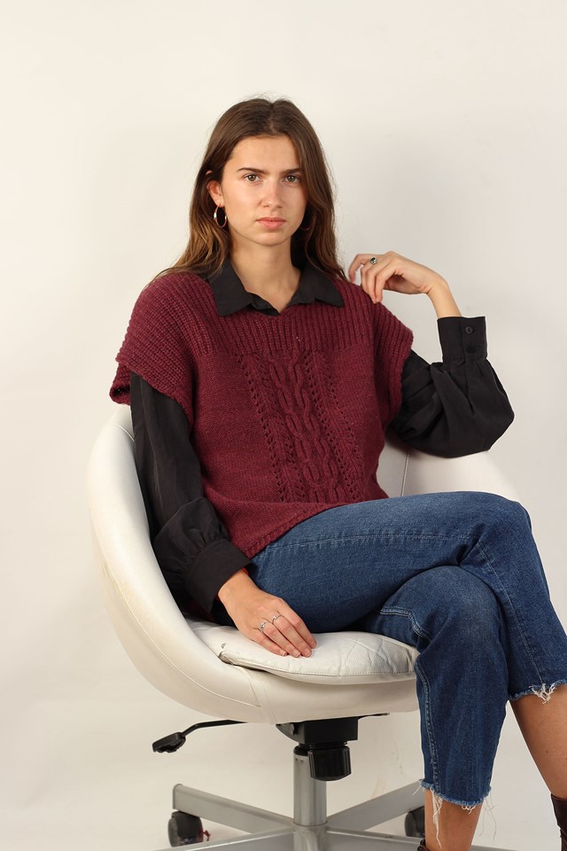 Pull sans manche Lotus vert sapin 5