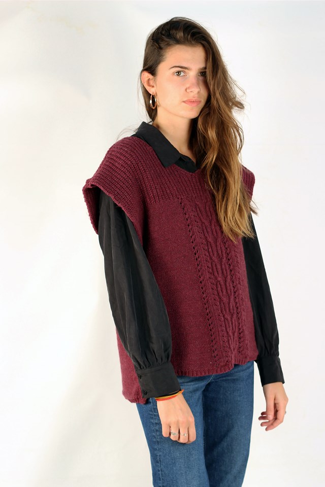 Pull sans manche Lotus vert sapin 2