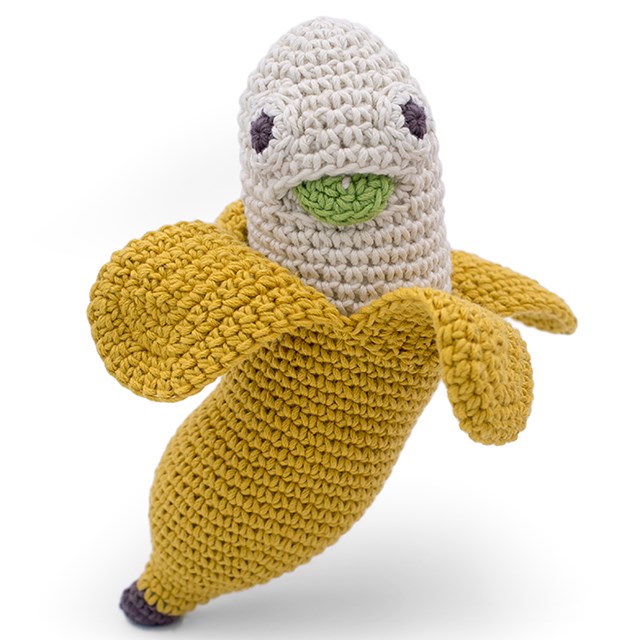 BARBARA LA BANANE - HOCHET POUR BÉBÉ EN COTON BIO 2