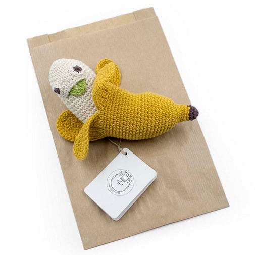 BARBARA LA BANANE - HOCHET POUR BÉBÉ EN COTON BIO