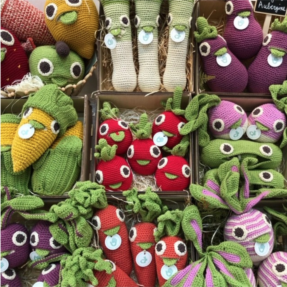 THOMAS LA TOMATE - HOCHET POUR BÉBÉ EN COTON BIO 7