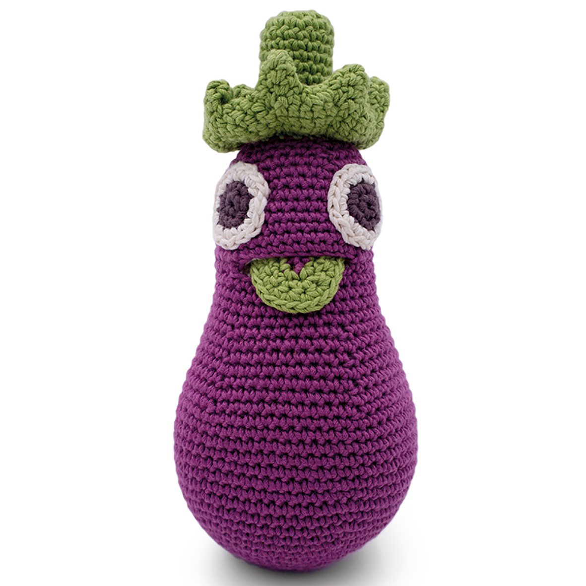 RÉGINE L'AUBERGINE - HOCHET POUR BÉBÉ EN COTON BIO 2