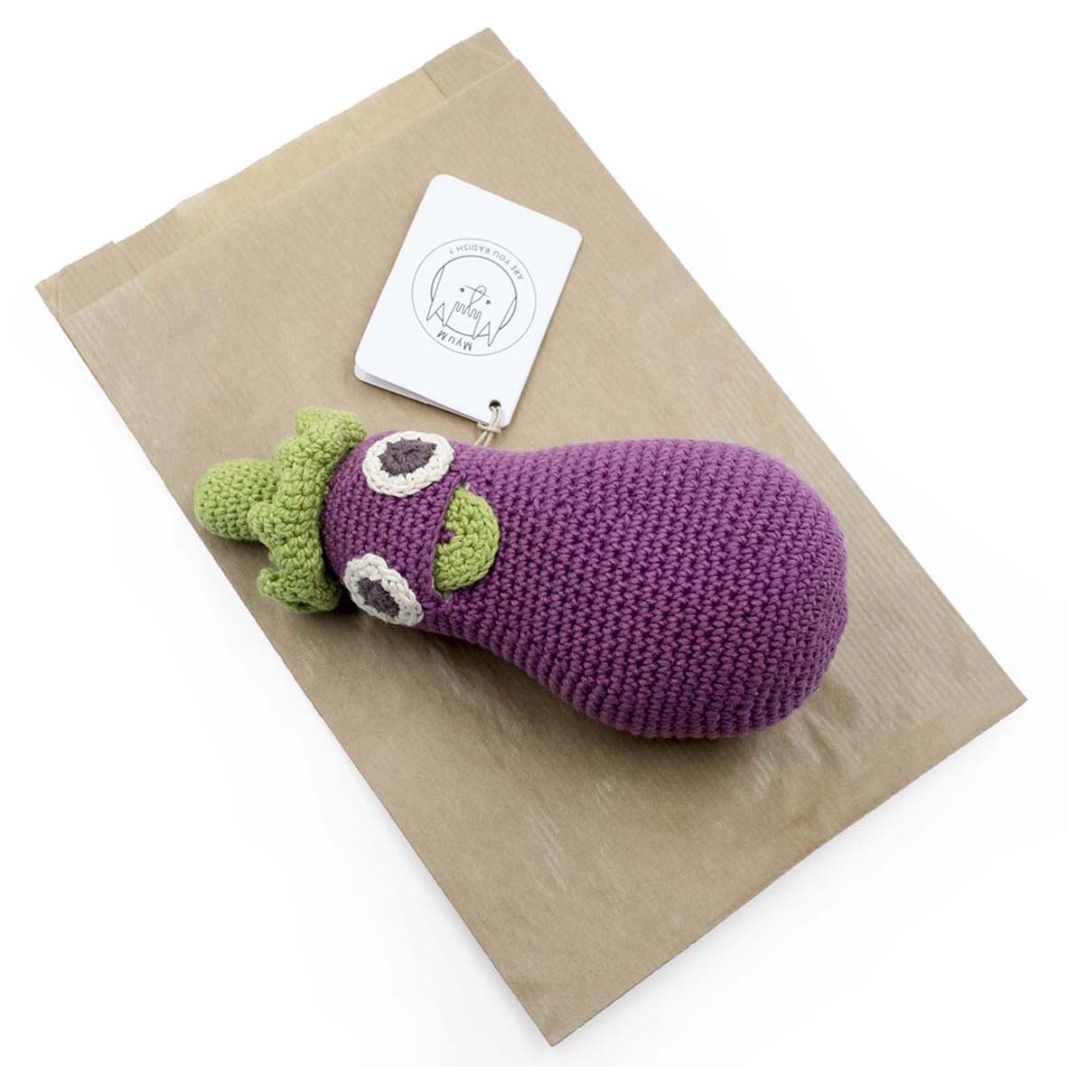 RÉGINE L'AUBERGINE - HOCHET POUR BÉBÉ EN COTON BIO 6