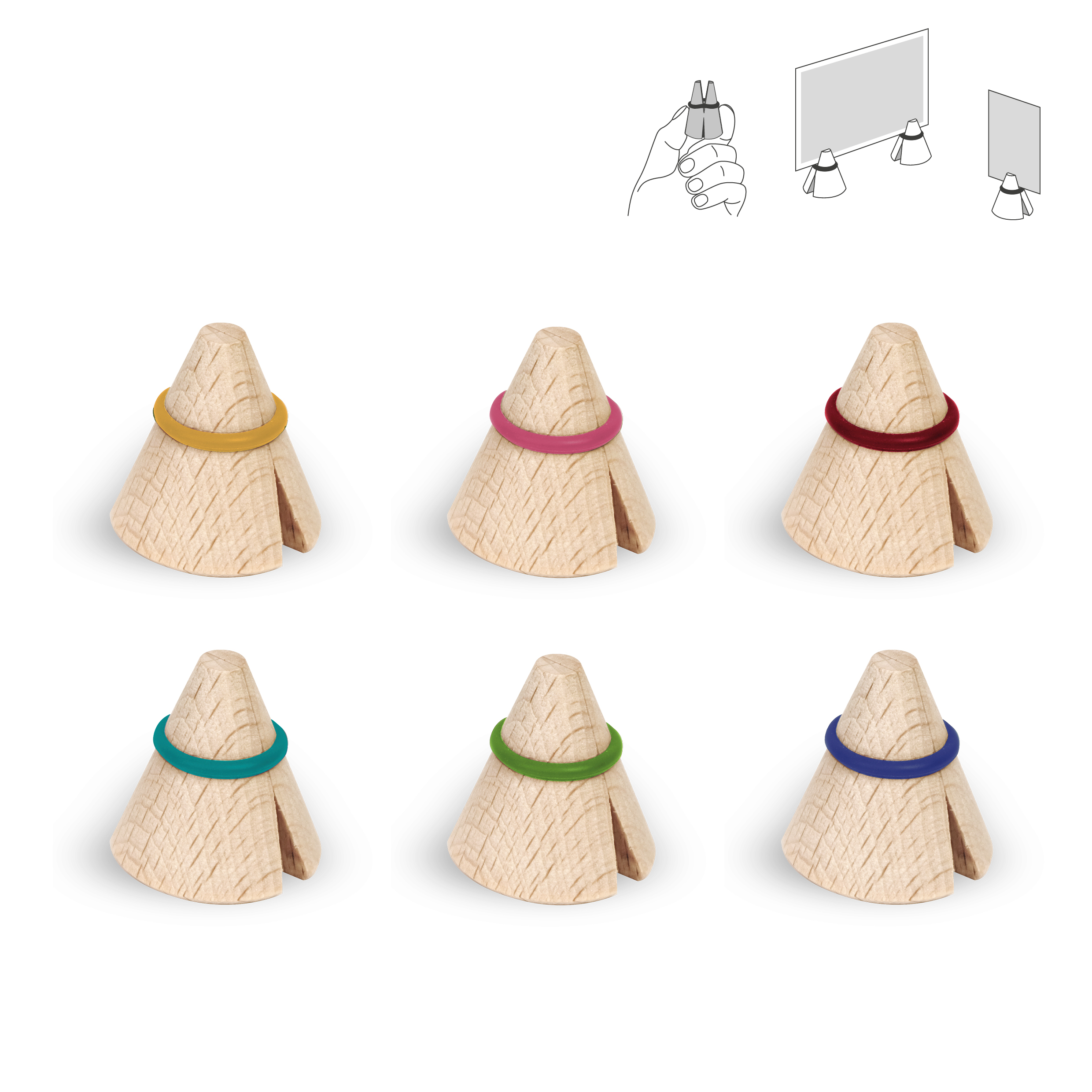 Pince photo & mémo en bois "i-cone" : couleurs 3