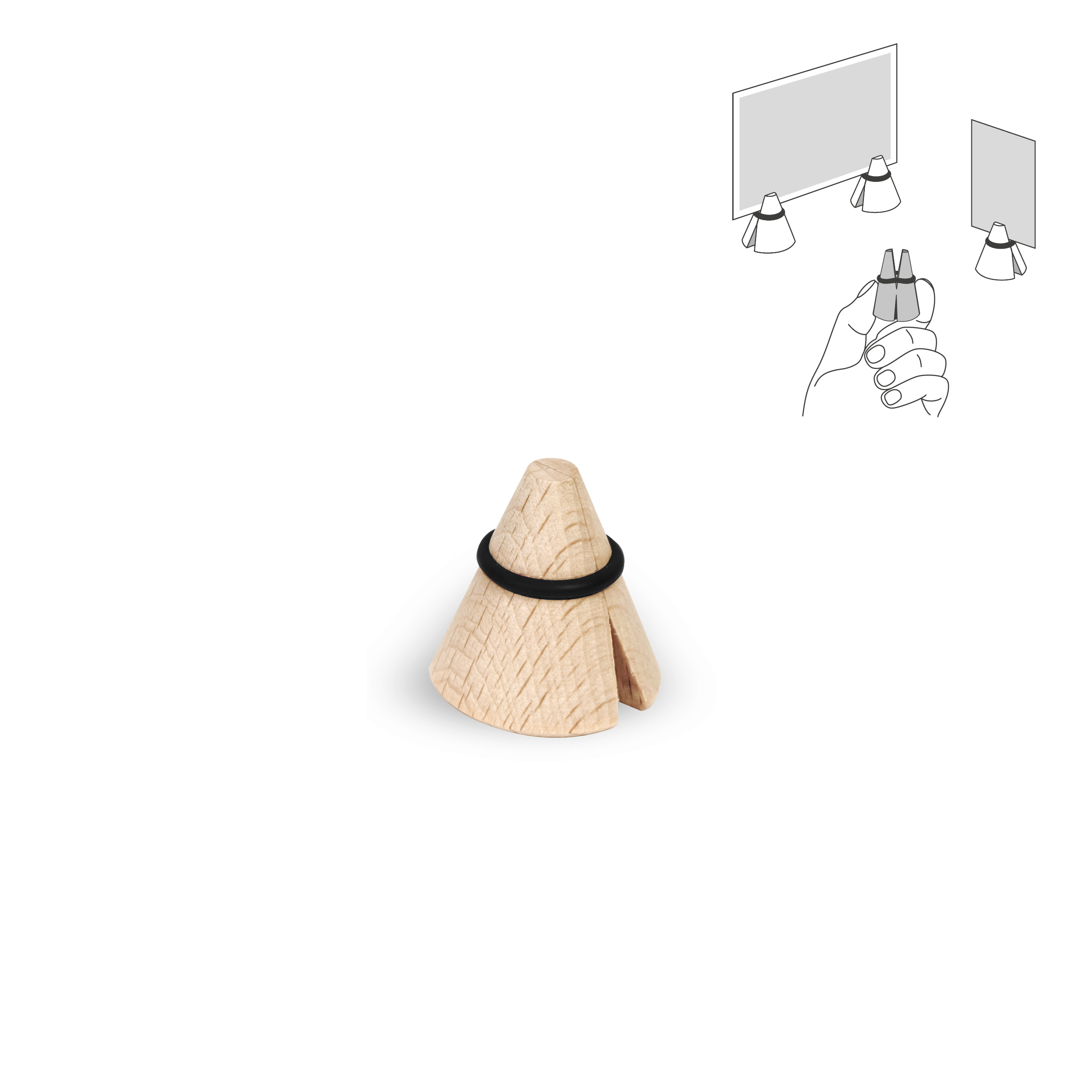 Pince photo & mémo en bois "i-cone" noir 5