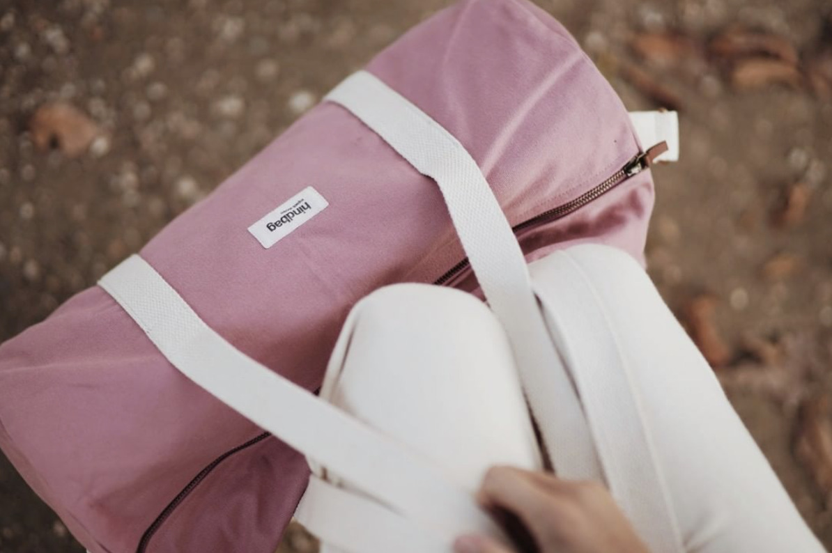 Sac polochon SIMON, avec bandoulière, rose blush, coton bio 4