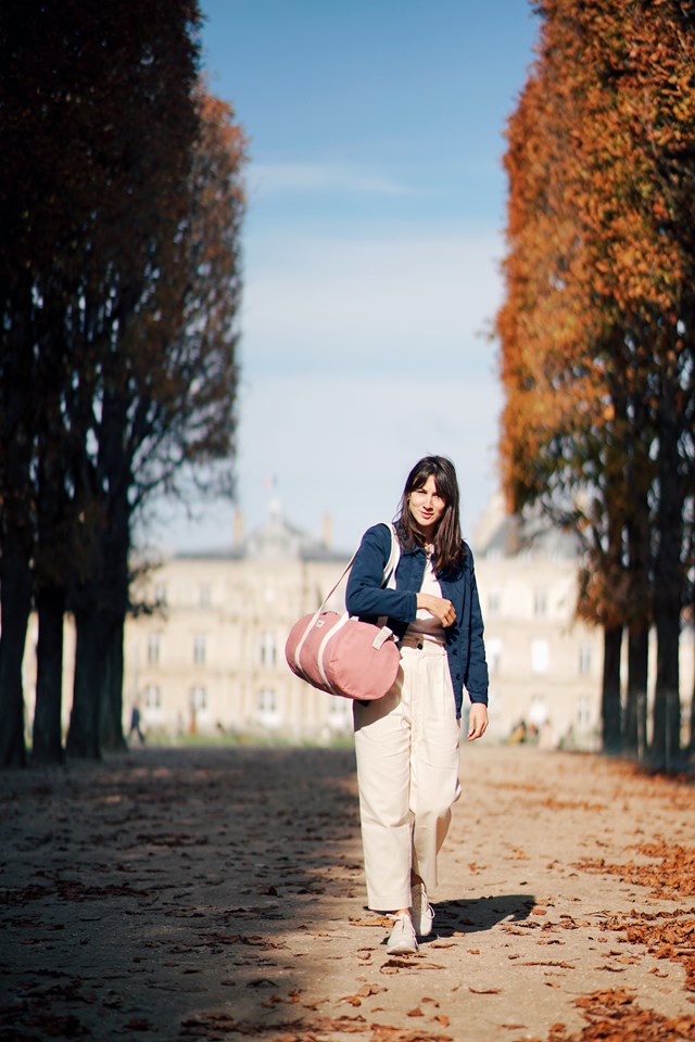 Sac polochon SIMON, avec bandoulière, rose blush, coton bio 5