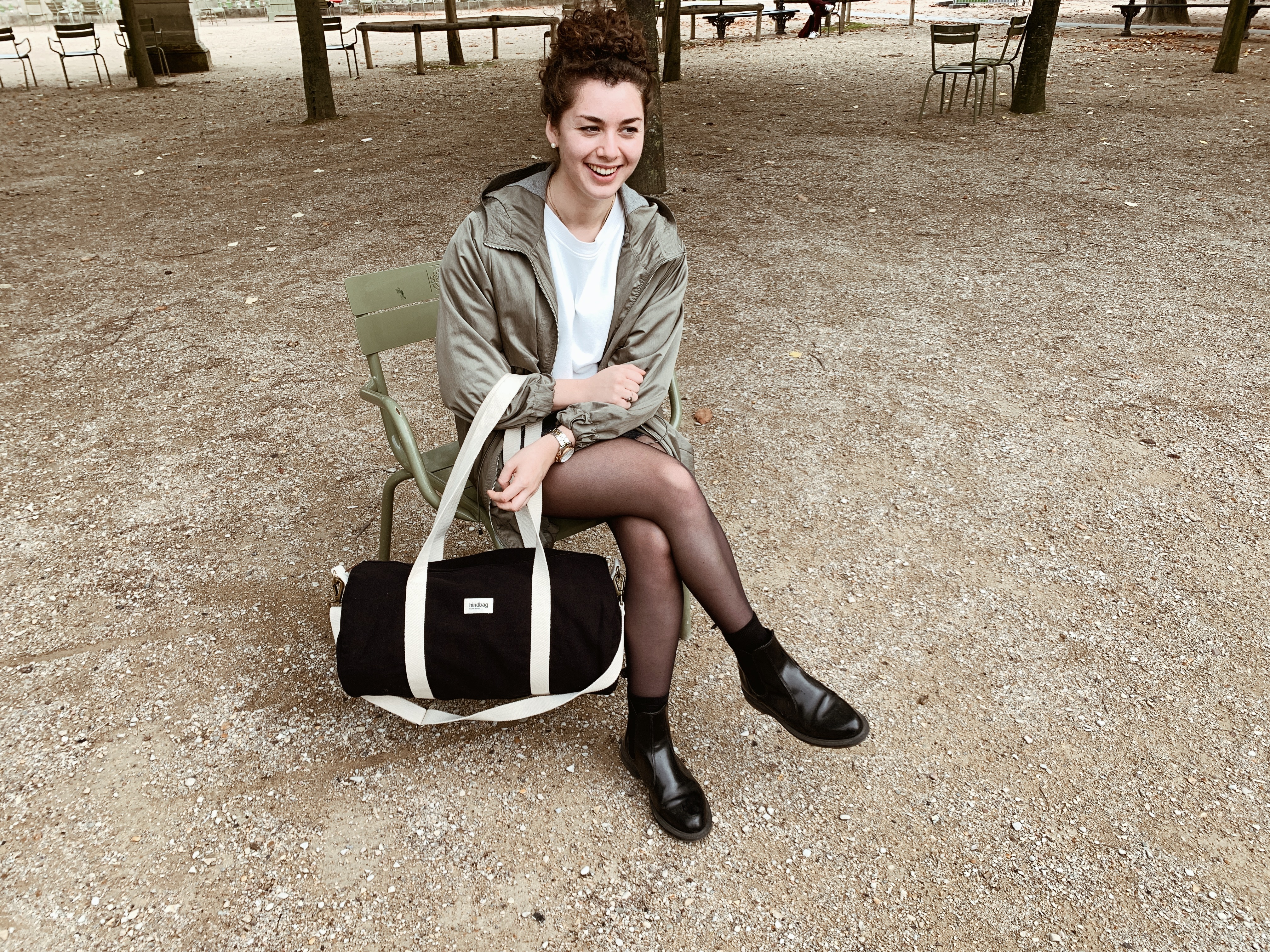 Sac polochon SIMON, avec bandoulière, noir, coton bio 4