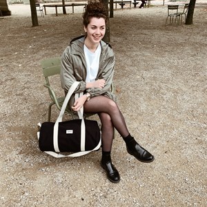 Sac polochon SIMON, avec bandoulière, noir, coton bio