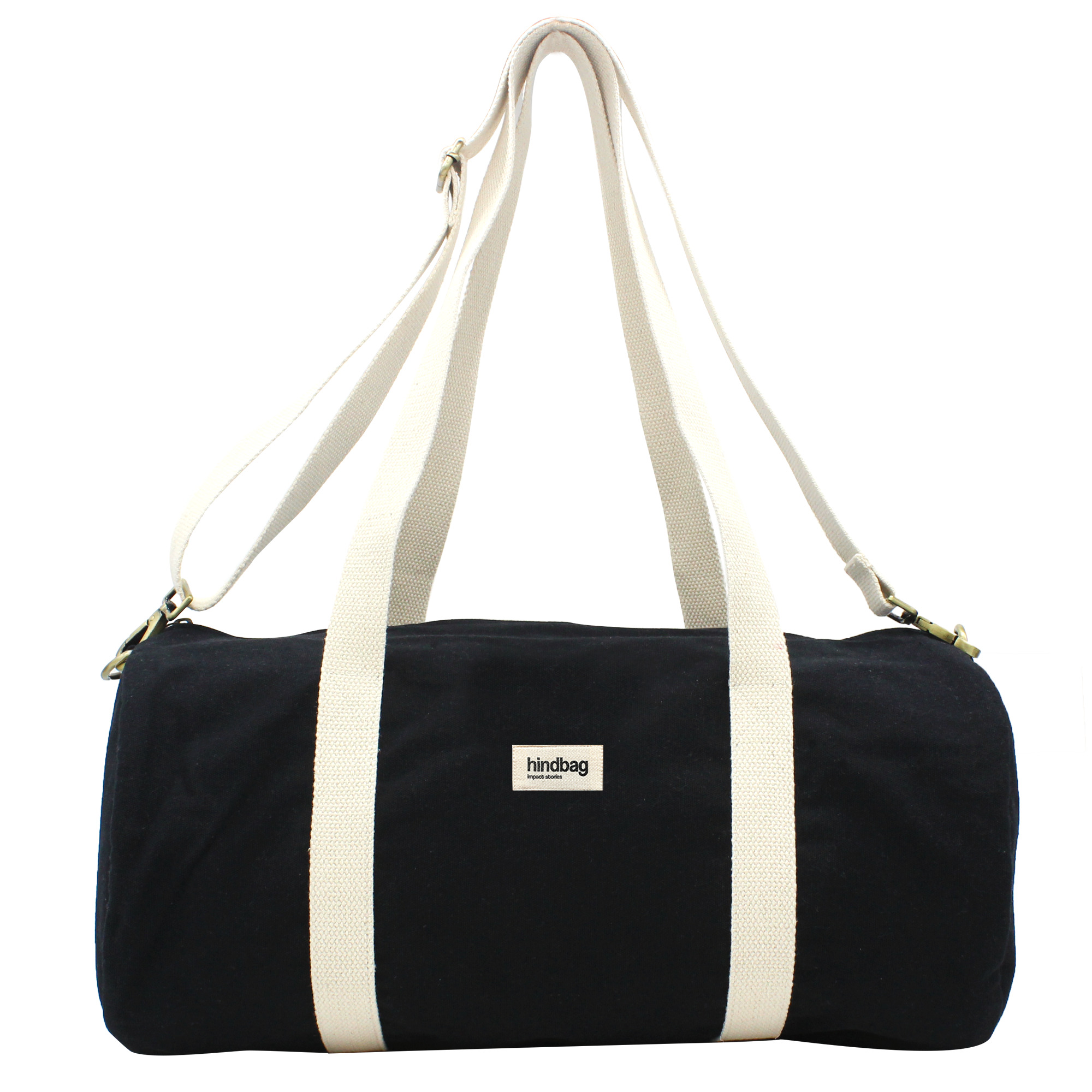 Sac polochon SIMON, avec bandoulière, noir, coton bio 3