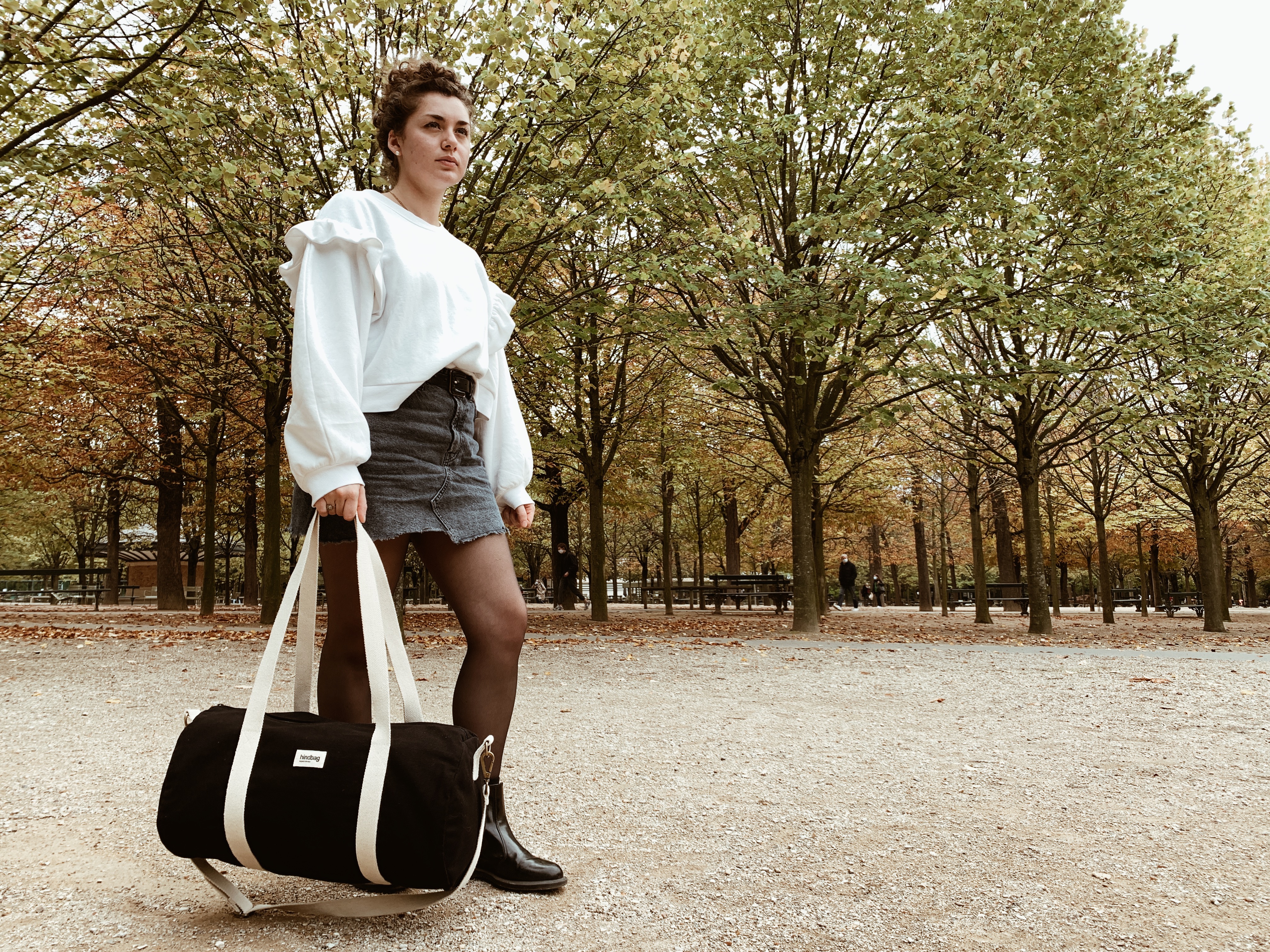 Sac polochon SIMON, avec bandoulière, noir, coton bio 2