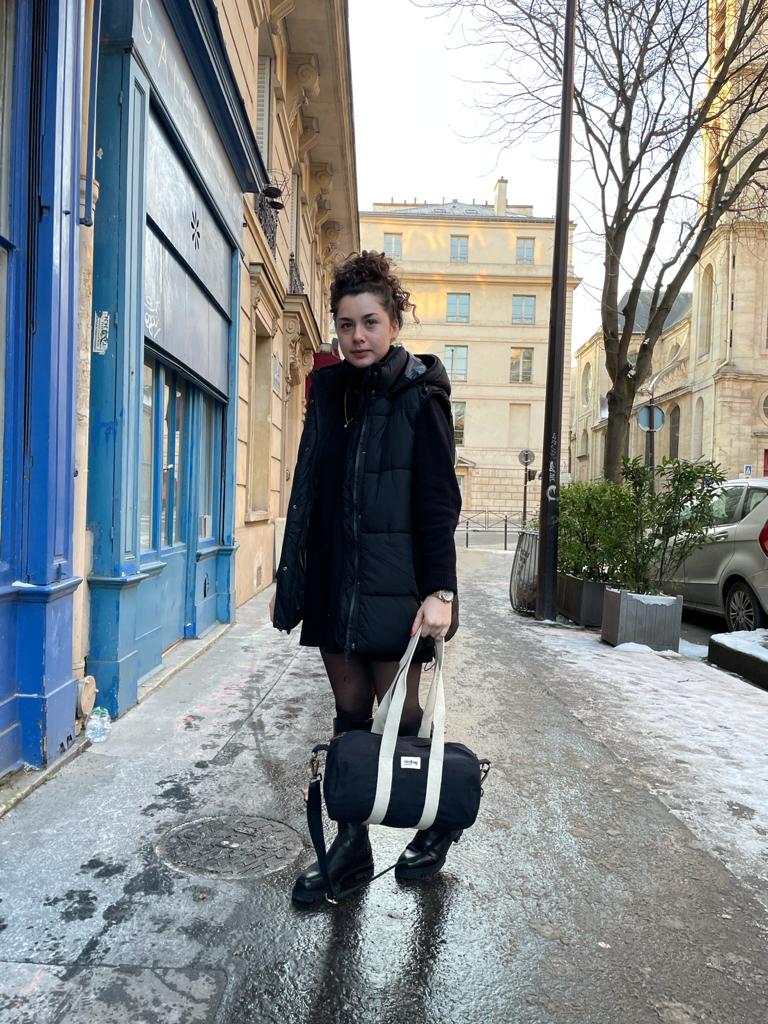 Mini sac polochon MINI SIMON, avec bandoulière, noir, coton bio 4