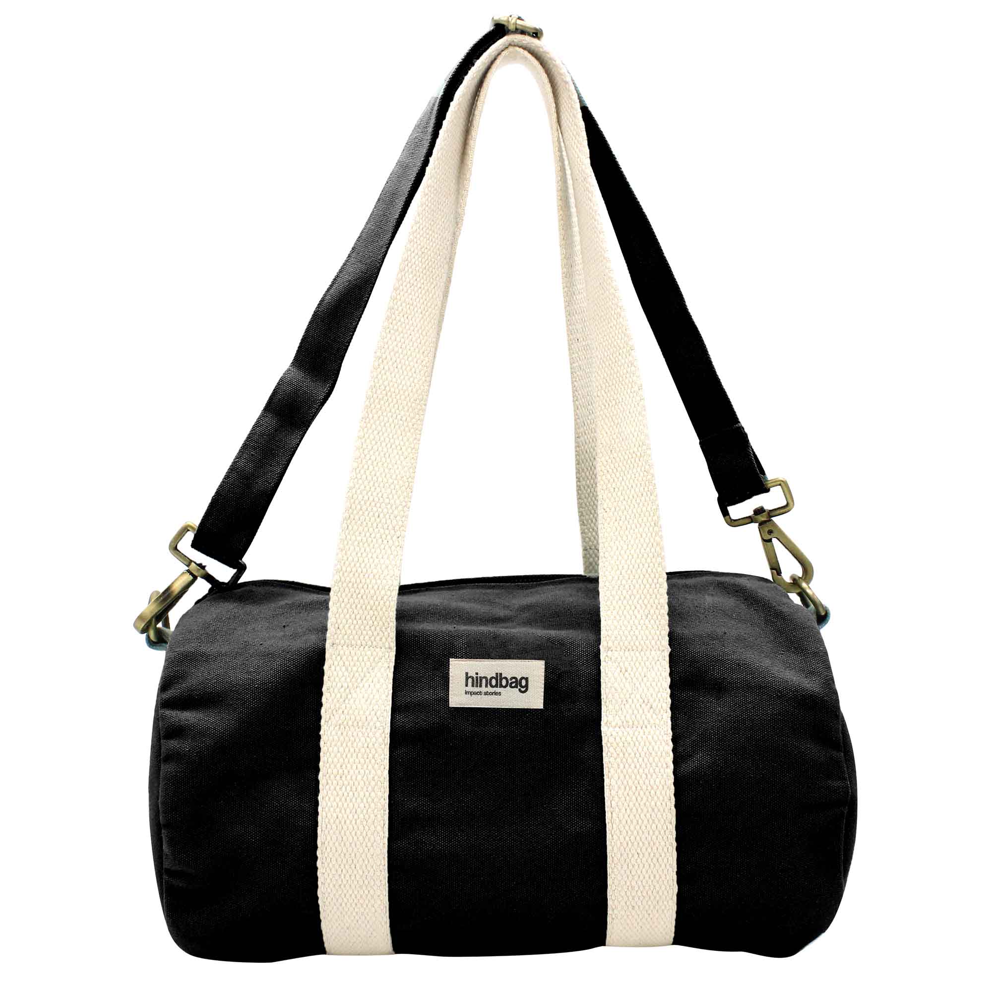 Mini sac polochon MINI SIMON, avec bandoulière, noir, coton bio 2