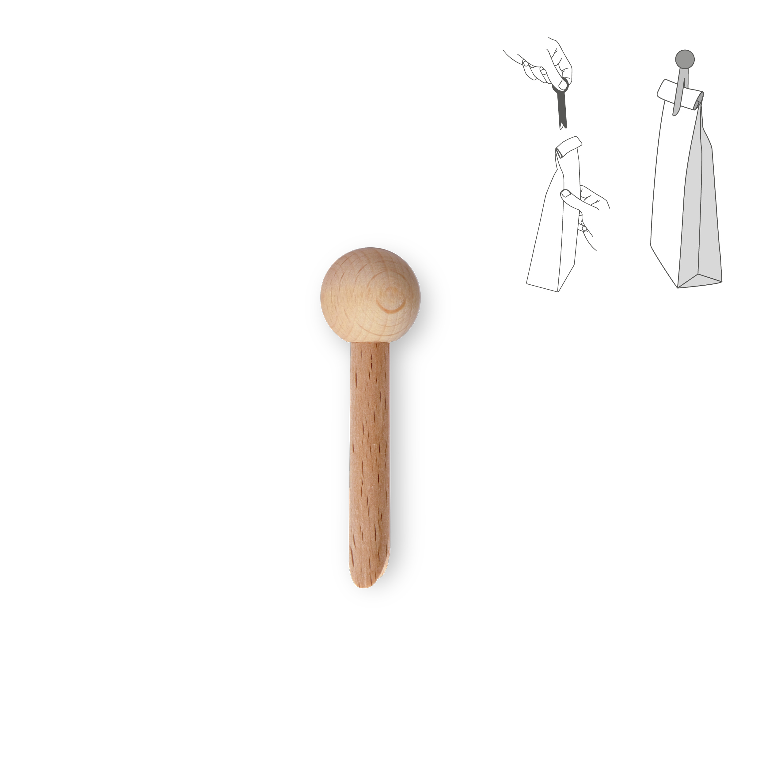 Pince à sachet en bois "pince-mi" : naturelle 4