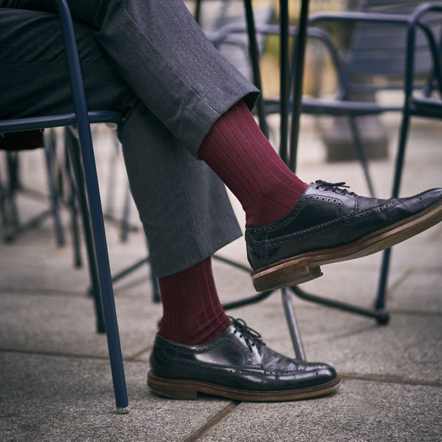 Mi-bas hommes bordeaux