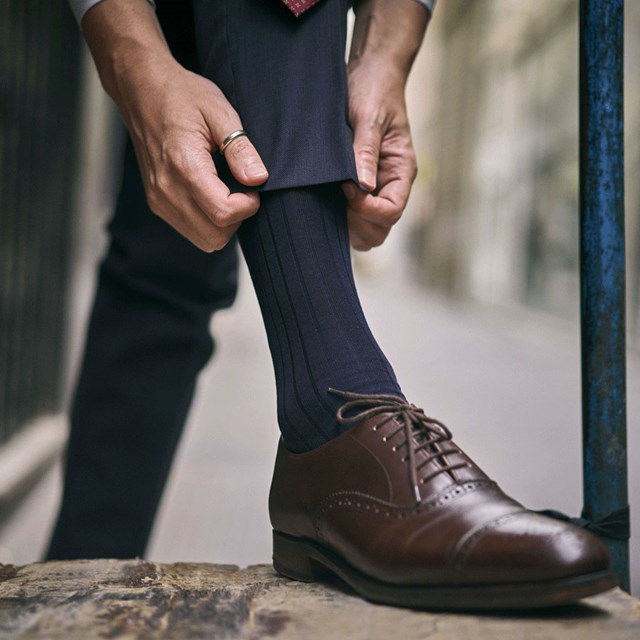 Chaussettes fil d'Ecosse bleu marine