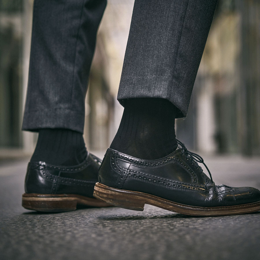 Chaussettes côtelées noires pour hommes