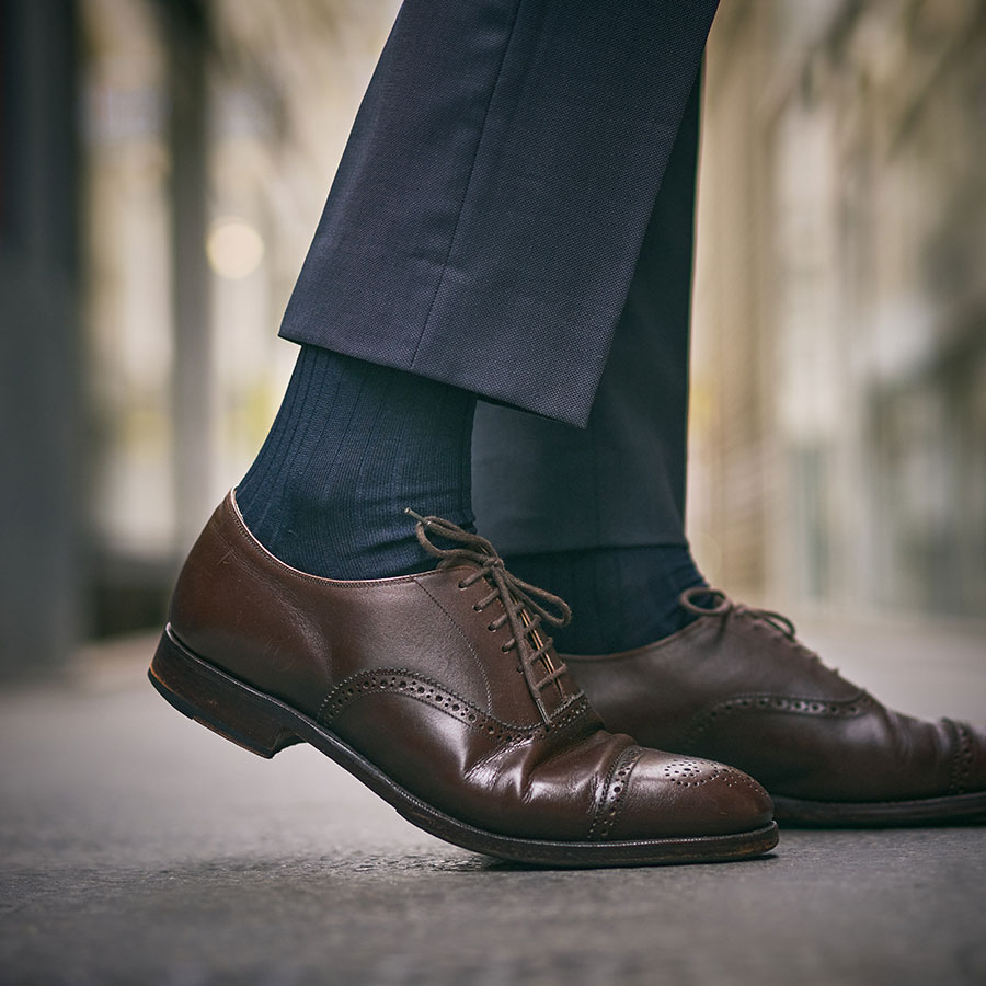 Chaussettes côtelées pour hommes bleues marine