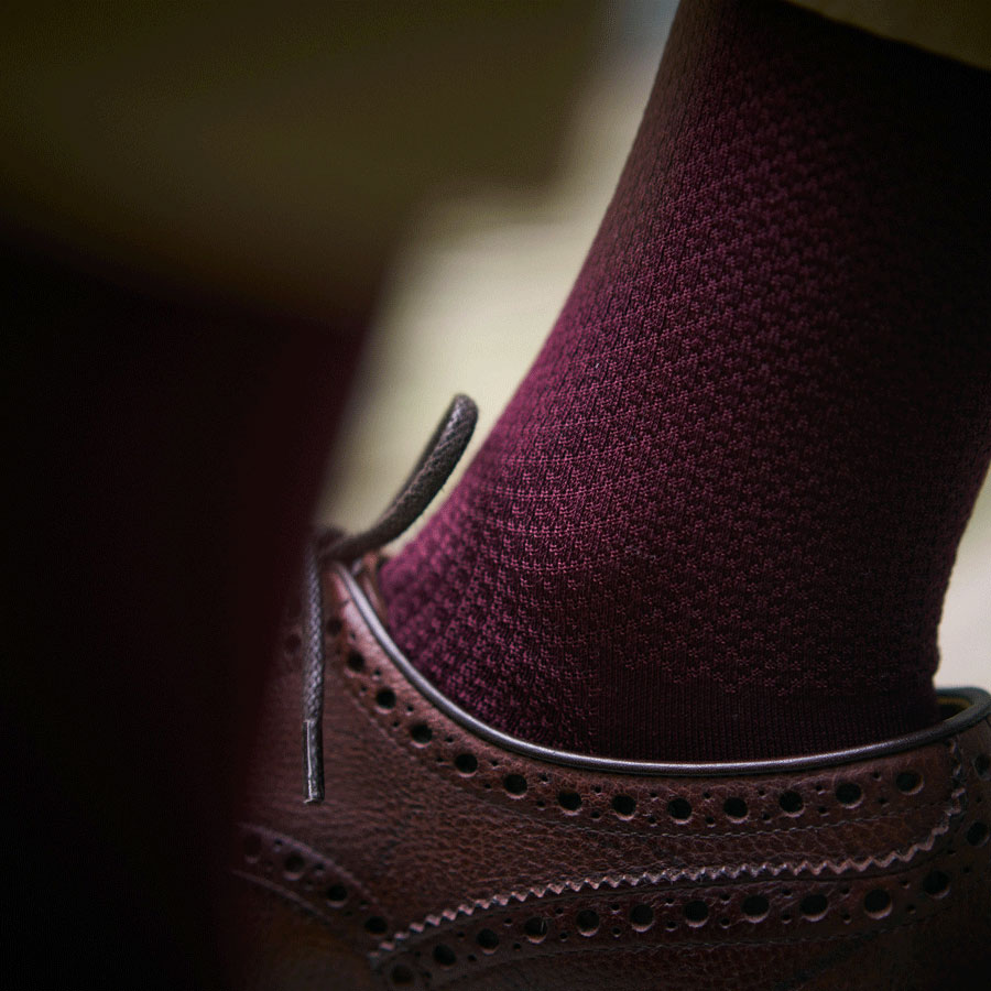 Chaussettes nid d'abeille bordeaux pour hommes