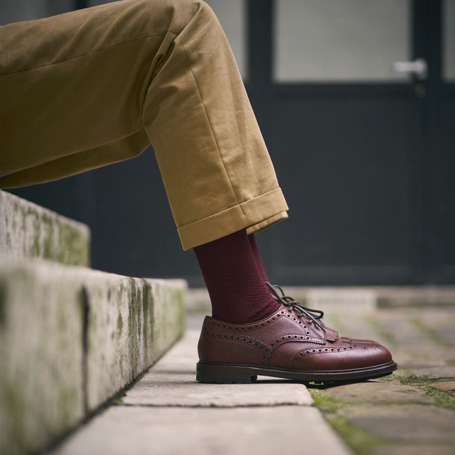 Chaussettes nid d'abeille bordeaux pour hommes